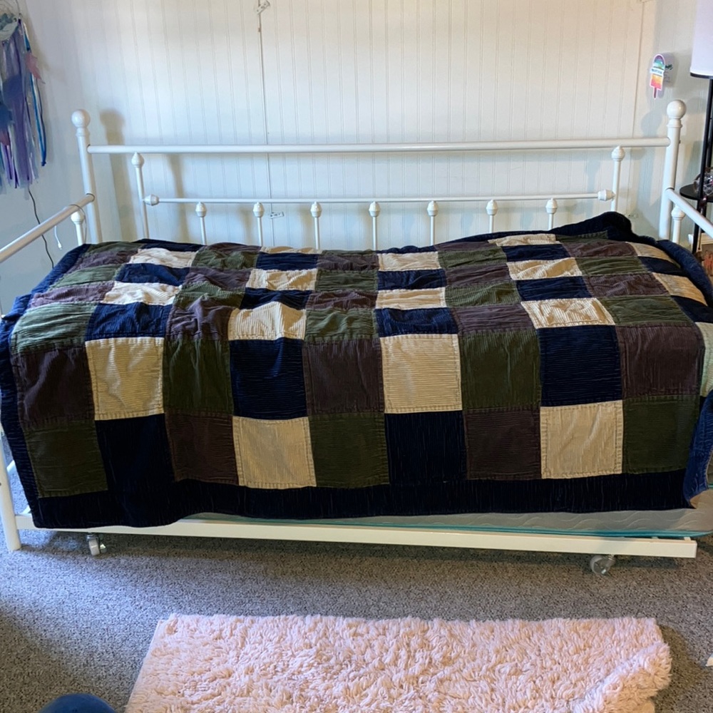 Corduroy patchwork throw blanket fits twin size bed